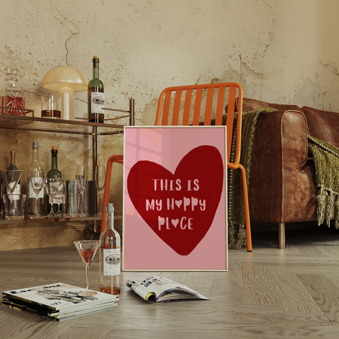 This Is My Happy Place Red Minimalist Poster Print - Image 2