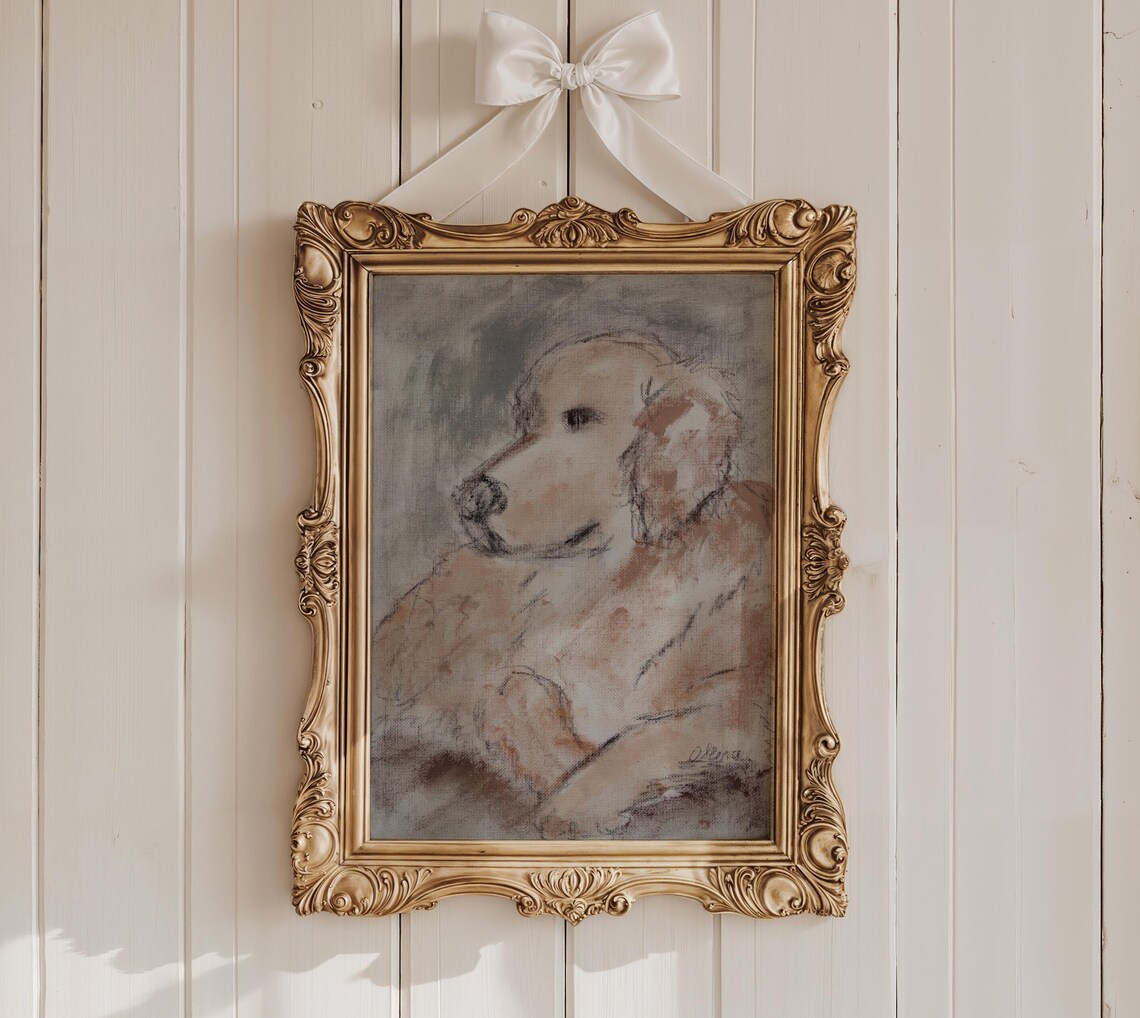 Golden Retriever Sketch Drawing Art Print - Image 2