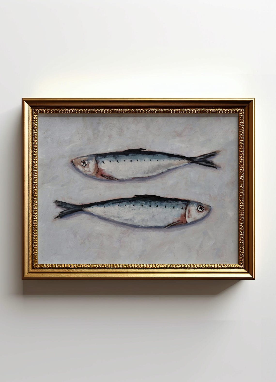 Two Sardines Swimming Side by Side Silver Fish Kitchen Art Poster