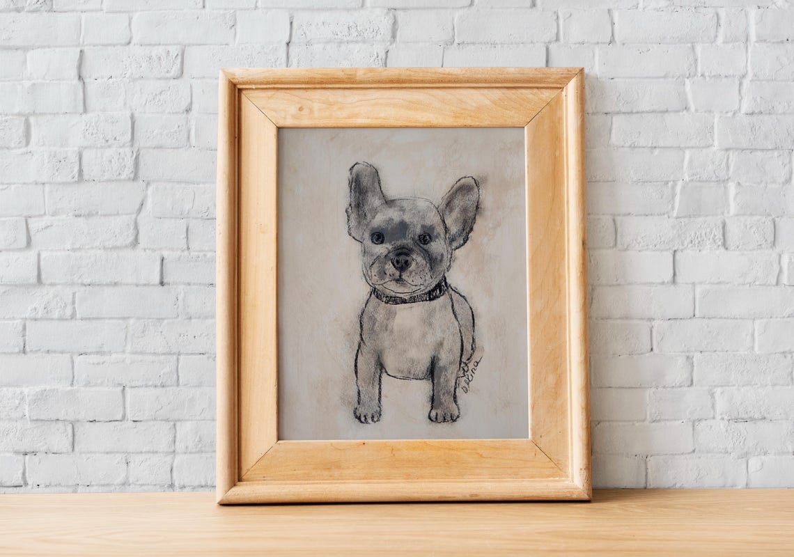 French Bulldog Print Funny Bulldog Wall Art For Nursery Decor Bulldog Owner Gift For French Bulldog Mom Bulldog Charcoal Painting Unframed - Image 2