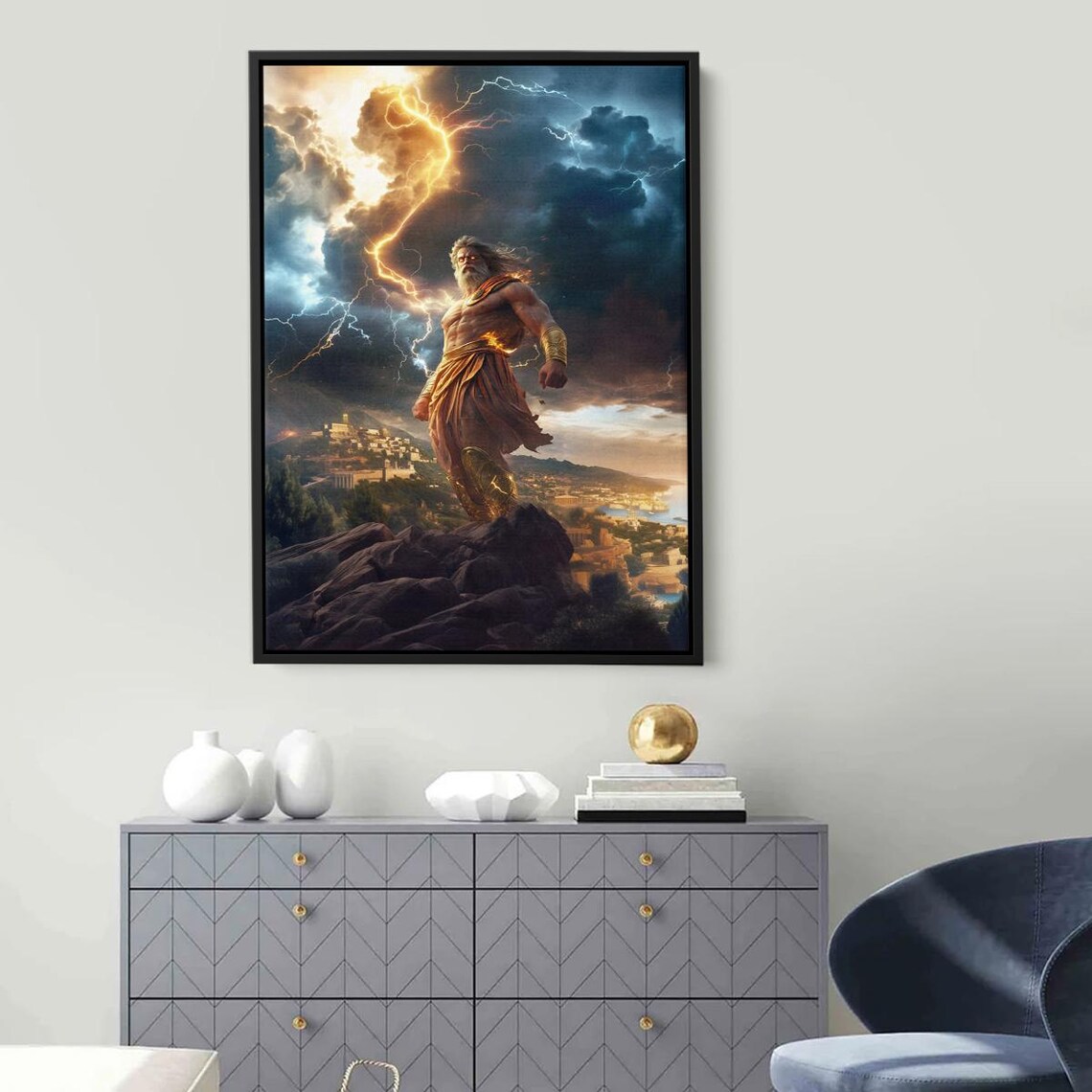 Zeus King Of Olympus Lightning Storm God Mythology Art Poster