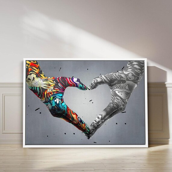 Two Hands Forming Heart Shape Graffiti Style Street Art Love Poster
