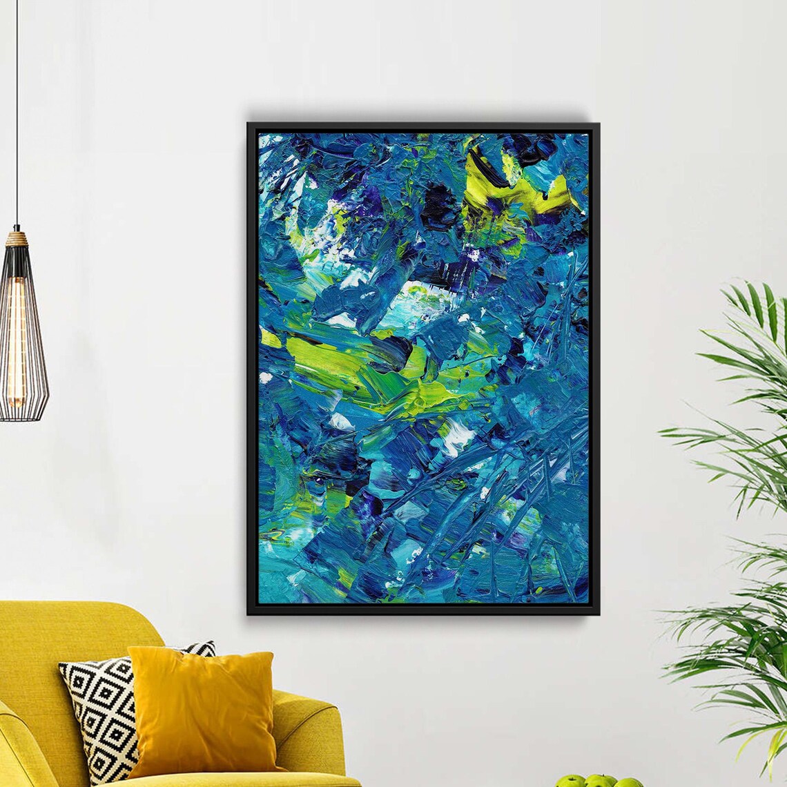 Blue Green Abstract, Modern Textured Wall Art