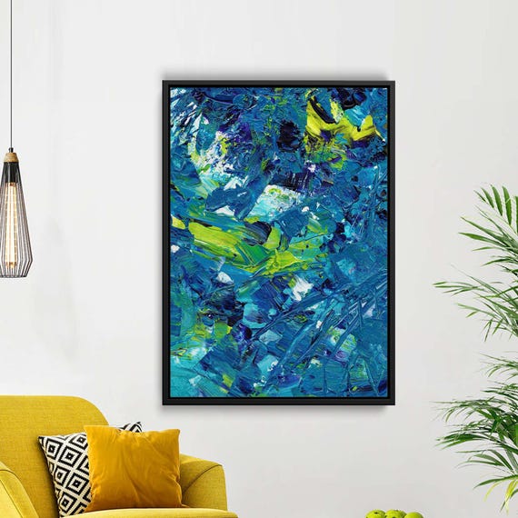Blue Green Abstract, Modern Textured Wall Art