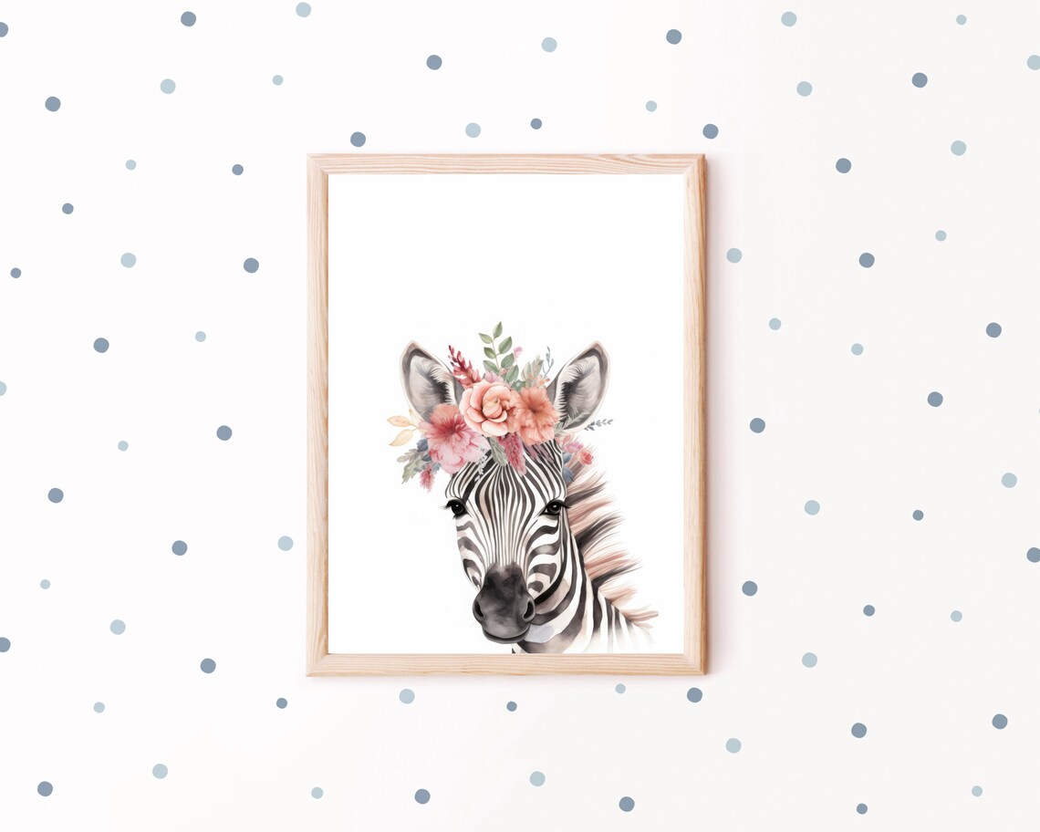 Zebra Nursery Decor, Watercolor Animal Painting - Image 2