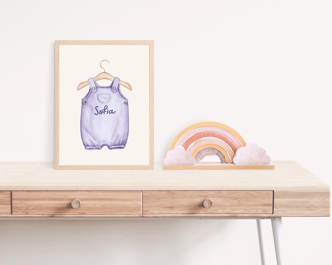 Lavender Custom Baby Girl Name Sign, Boho Nursery Poster - Image 3