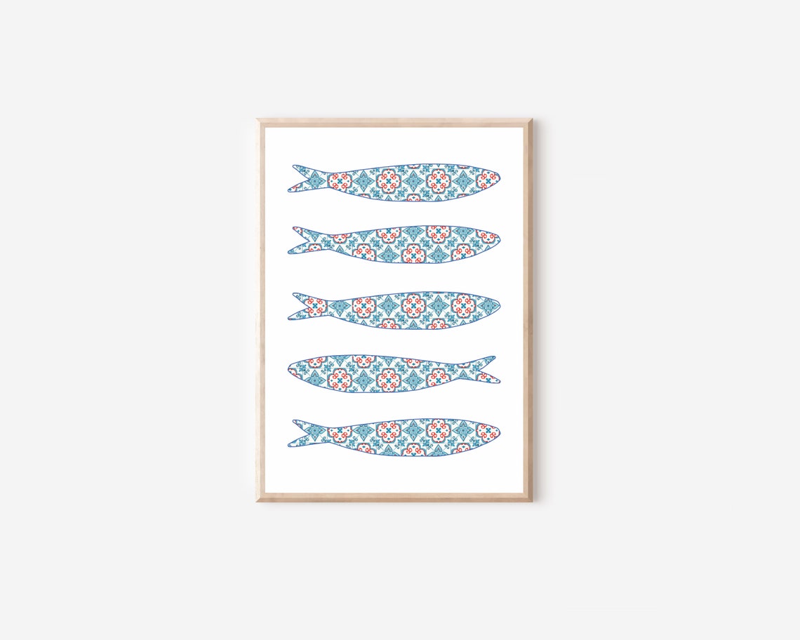 Portugal Sardine Tile Boho Mediterranean Art Print - Image 4