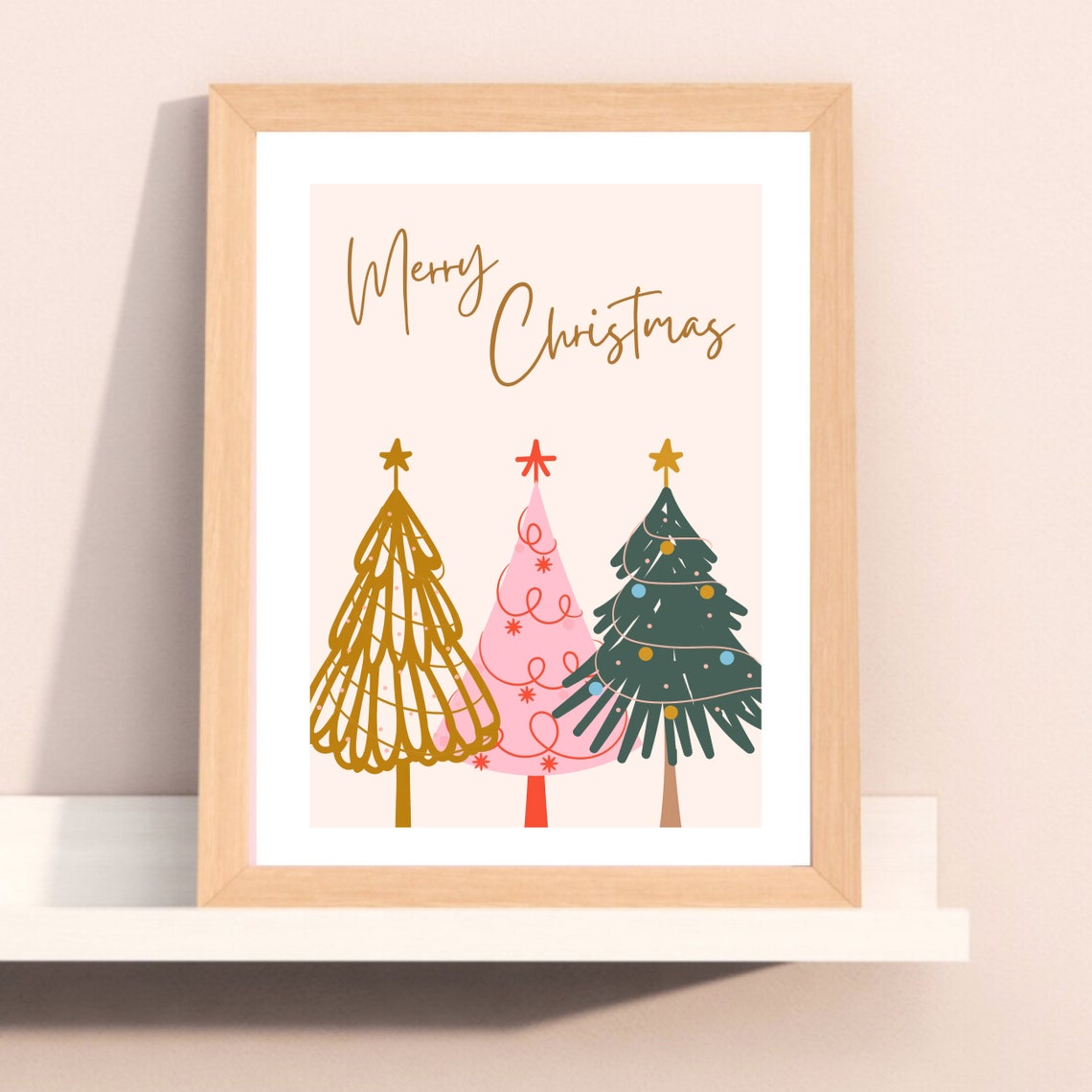 Boho Christmas Tree Art Print, Holiday Wall Decor - Image 3