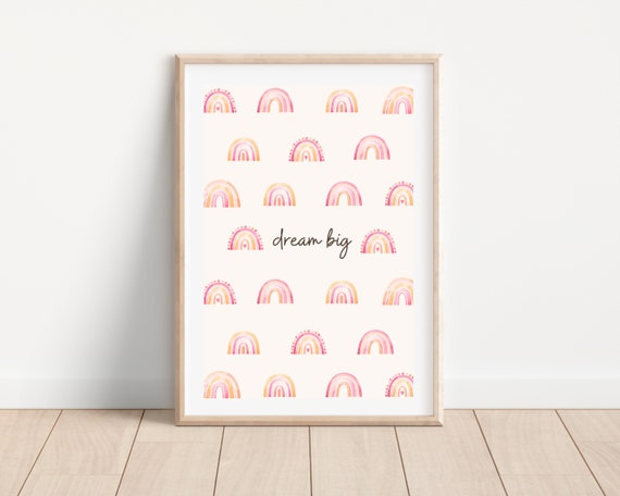 Boho Dream Big Baby Girl Nursery Rainbow Art Print