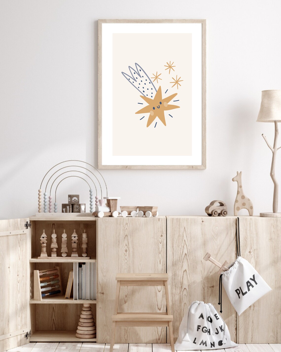 Shooting Star Boho Nursery Art Print, Celestial Decor - Image 3