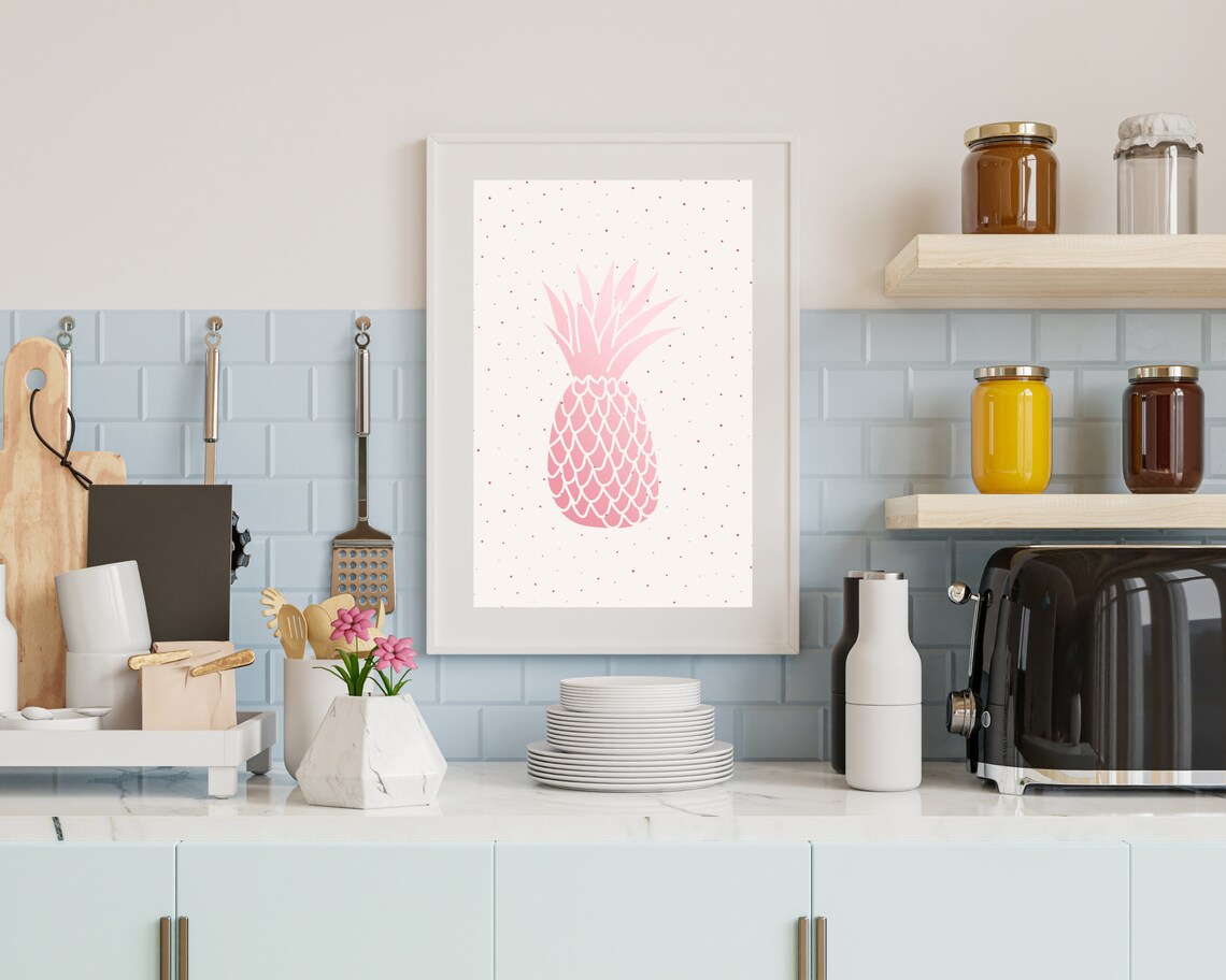 Tropical Pink Pineapple Art Print, Summer Decor - Image 2