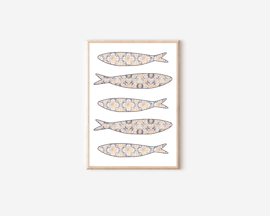 Boho Sardine Poster, Mediterranean Kitchen Wall Art - Image 4