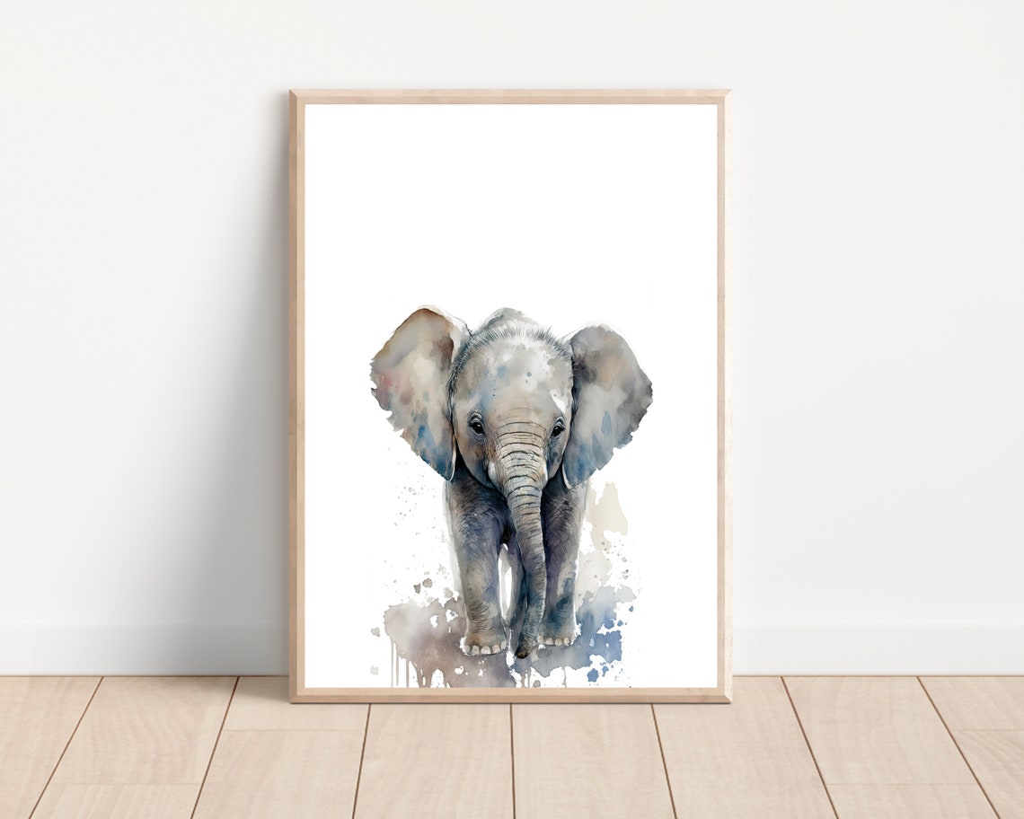 Elephant Animal Print For Nursery Baby Safari Animal Nursery Safari Animal Watercolor Wall Art Animal Nursery Wall Decor