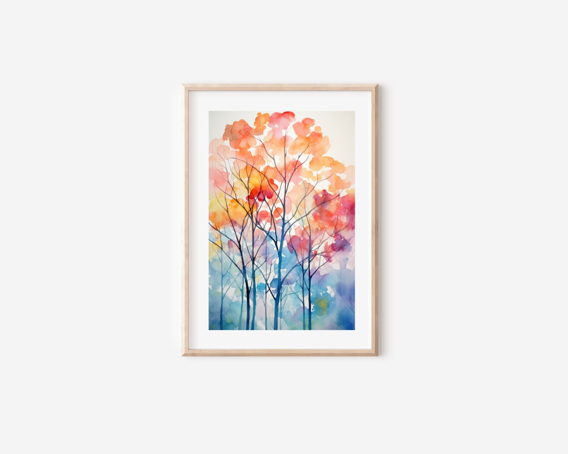 Watercolor Forest Landscape, Abstract Nature Art Print - Image 4