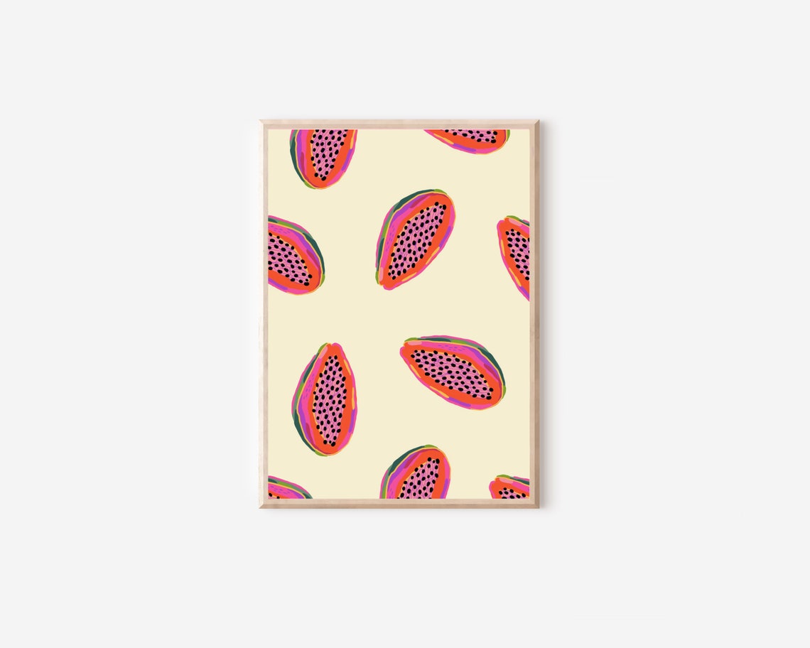 Papaya Fruit Kitchen Wall Art Print, Tropical Decor - Image 4