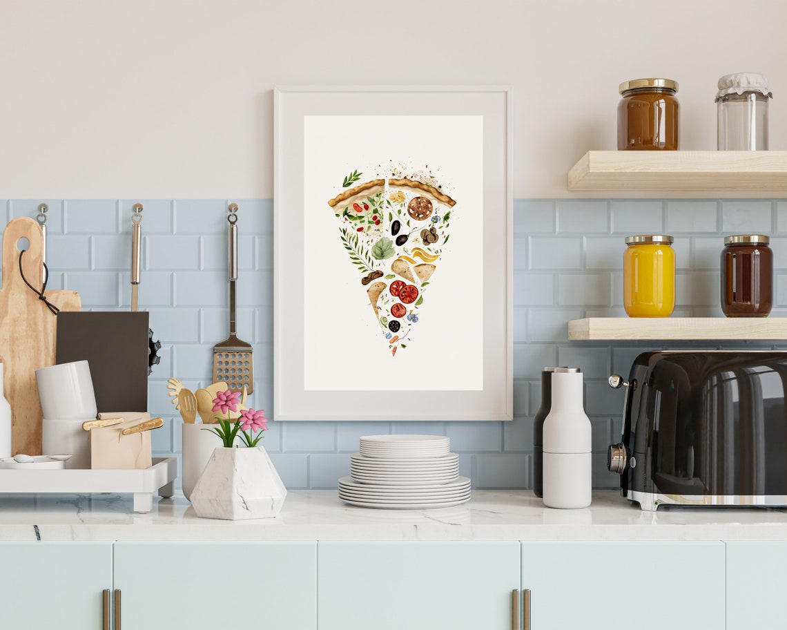 Pizza Wall Art Print, Boho Kitchen Wall Decor - Image 3
