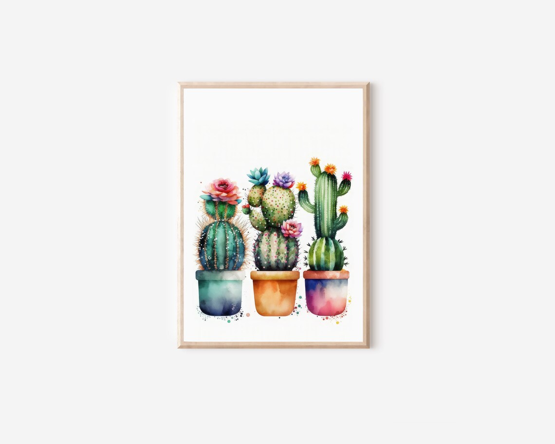 Mini Cactus Watercolor Art Print, Botanical Decor - Image 4