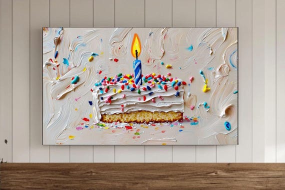 Birthday Cake Theme Frame Tv Wall Art Celebration Samsung Screensaver Party File Instant