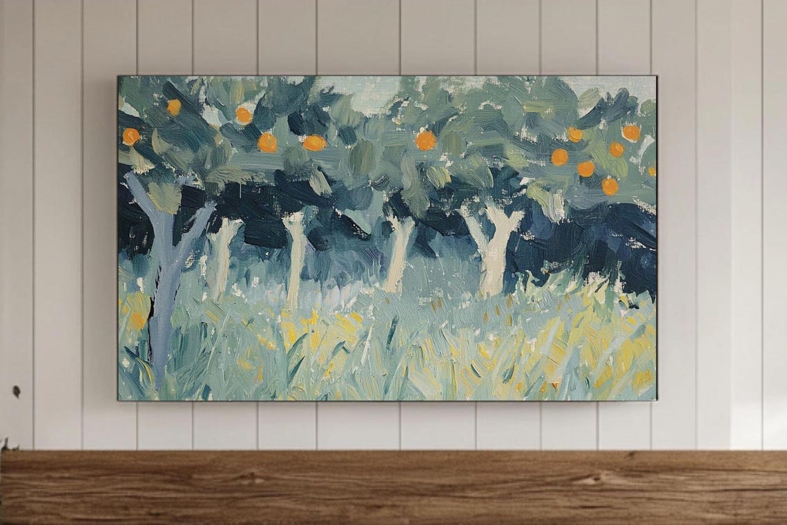 Orange Grove Trees Impressionist Citrus Orchard Painting Poster