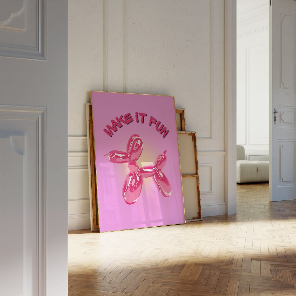 Make It Fun Pink Balloon Dog Pop Style Preppy Trendy Wall Art - Image 4