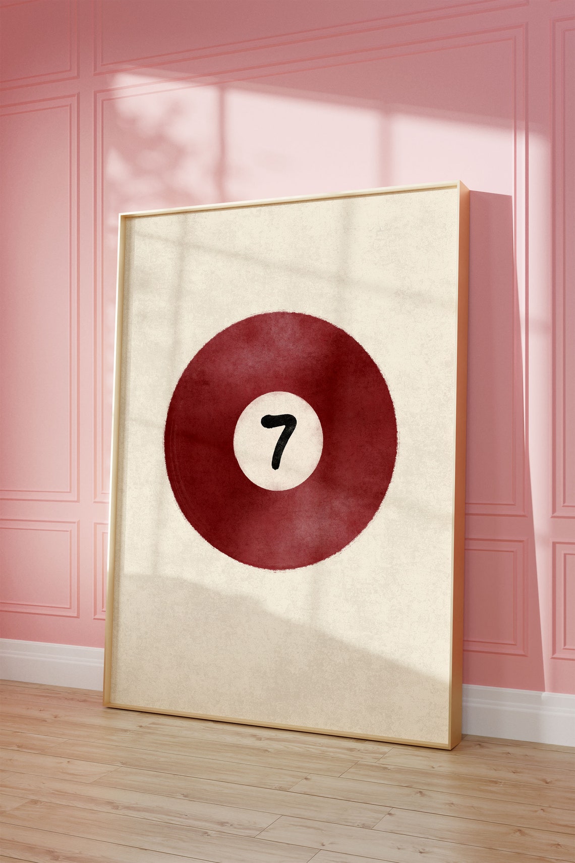 Red Number 7 Pool Ball Minimalist Retro Billiards Art Poster - Image 3