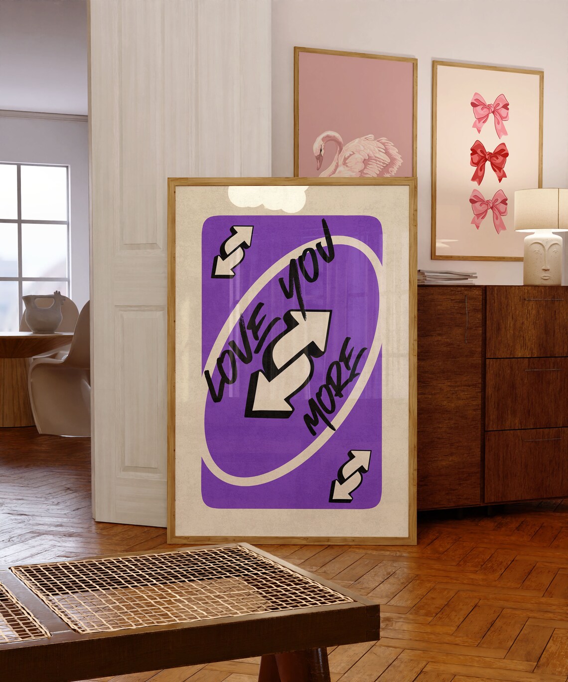 Love You More Purple Reverse Card Retro Couple Trendy Wall Art - Image 2