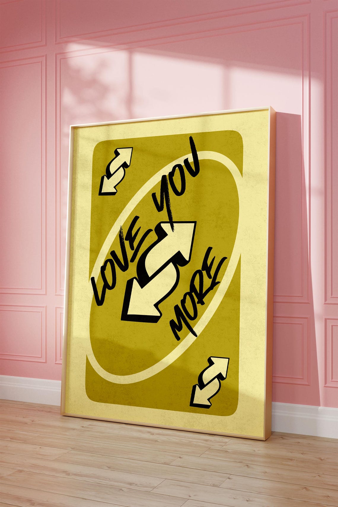 Love You More Green Reverse Playing Card Retro Pop Art Poster - Image 2