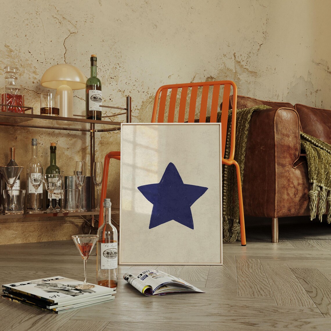 Retro Hand Drawn Star Art Print, Aesthetic Decor - Image 2