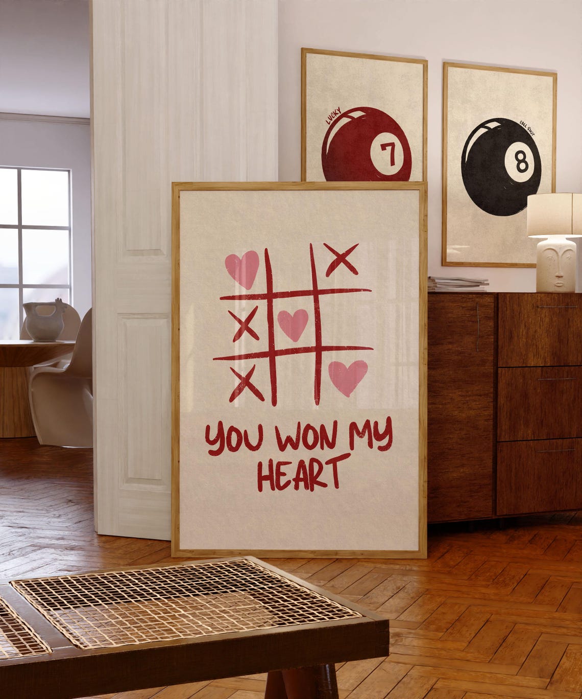 You Won My Heart Red Tic Tac Toe Grid Valentines Game Poster - Image 4