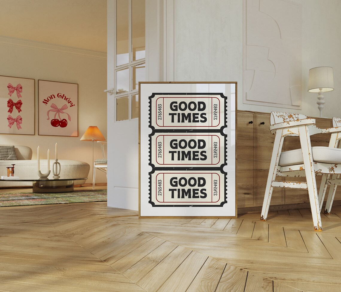 Retro Good Times Ticket Art Print, Retro Wall Decor - Image 3