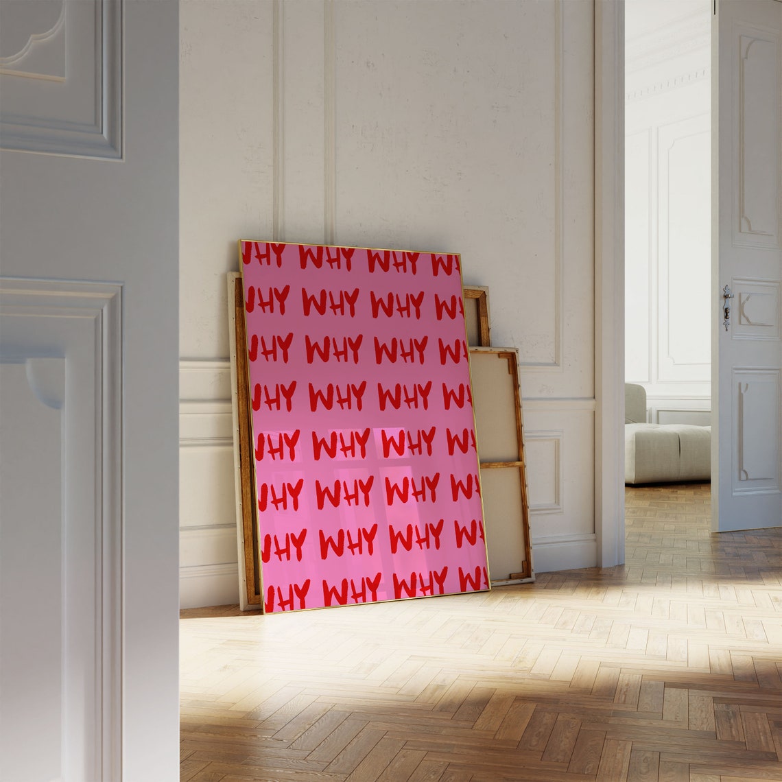 Pink and Red Retro WHY Typography Poster in Bold Repeated Lettering - Image 3