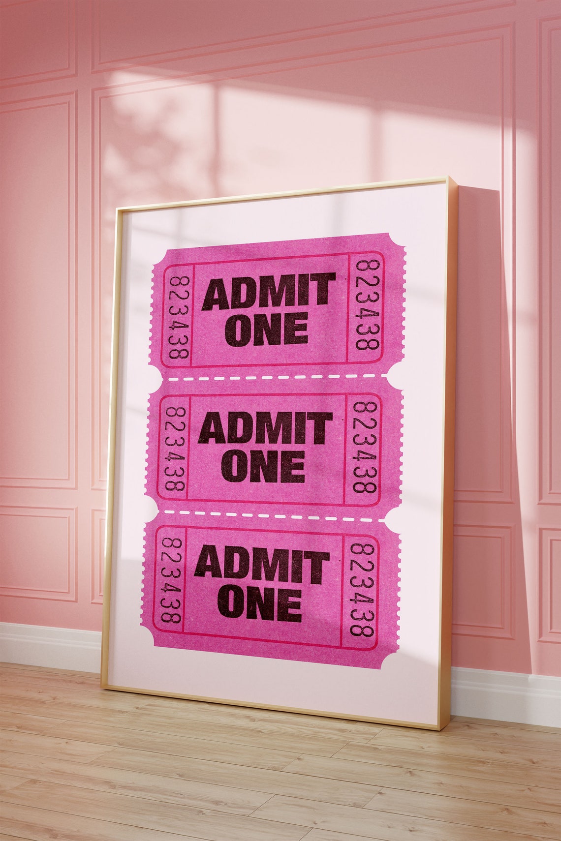 Pink Admit One Tickets Trio Retro Pop Art Ticket Stub Poster - Image 2