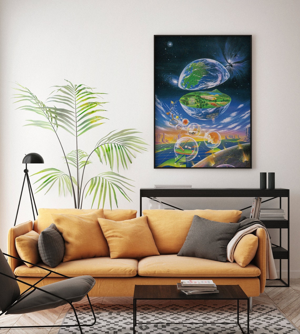 Surreal Split Earth Space Collage Cosmic Dreamscape Art Poster - Image 7