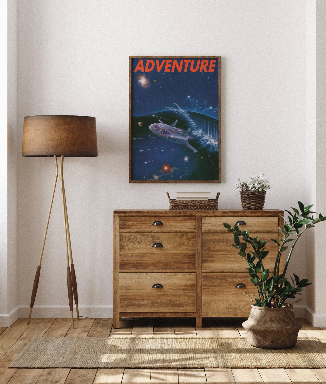 ADVENTURE Vintage Retro Sci Fi Spaceship Galaxy Starry Night Poster - Image 6