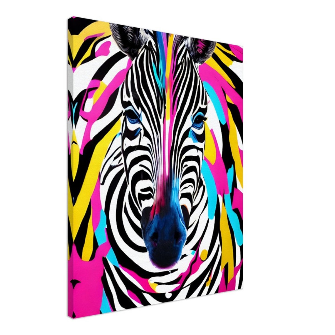 Neon Pop Art Zebra Portrait Pink Yellow Bold Animal Art Poster - Image 2