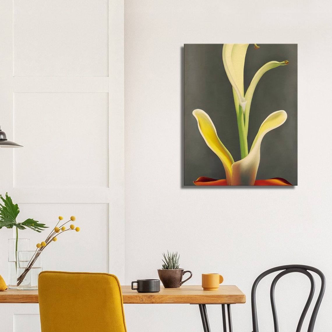 Yellow Calla Lily Fire Bloom Modern Minimal Botanical Art Poster - Image 3