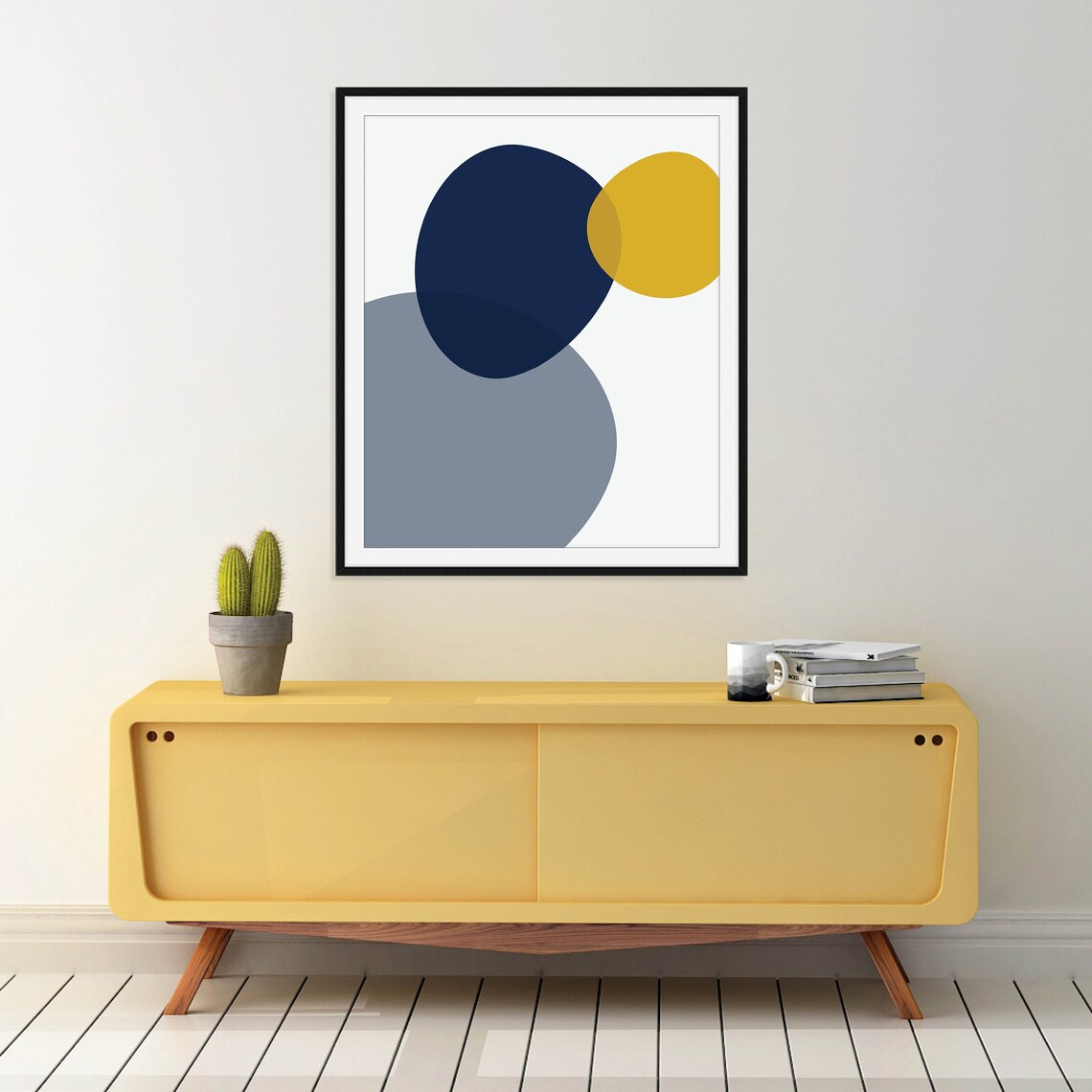 Blue And Yellow Abstract, Mid-Century Modern Art Print - Image 2