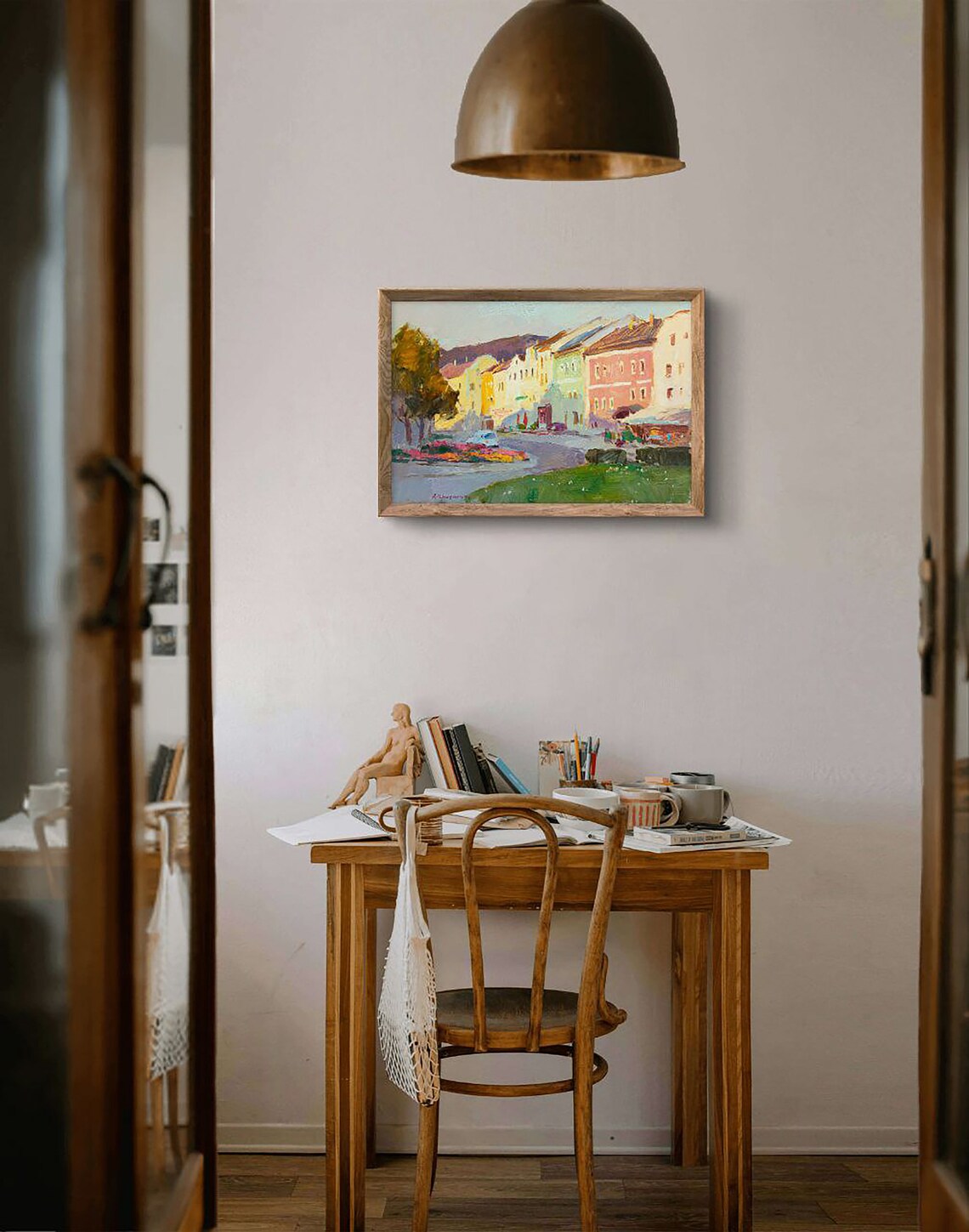 Small Austrian Town Evening Scene, Landscape Art - Image 2