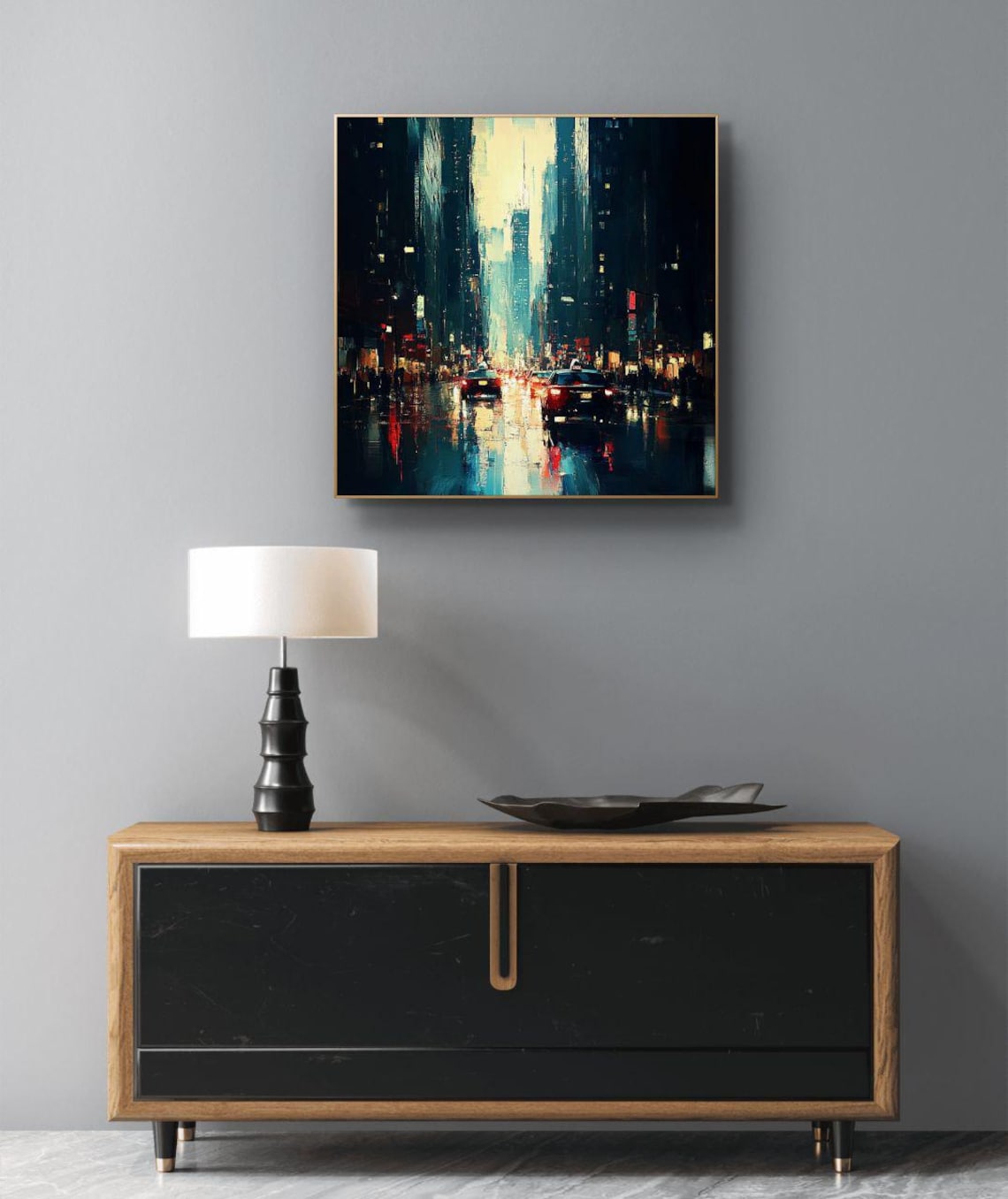 Rainy Night In The City, New York Nightscape Art Print