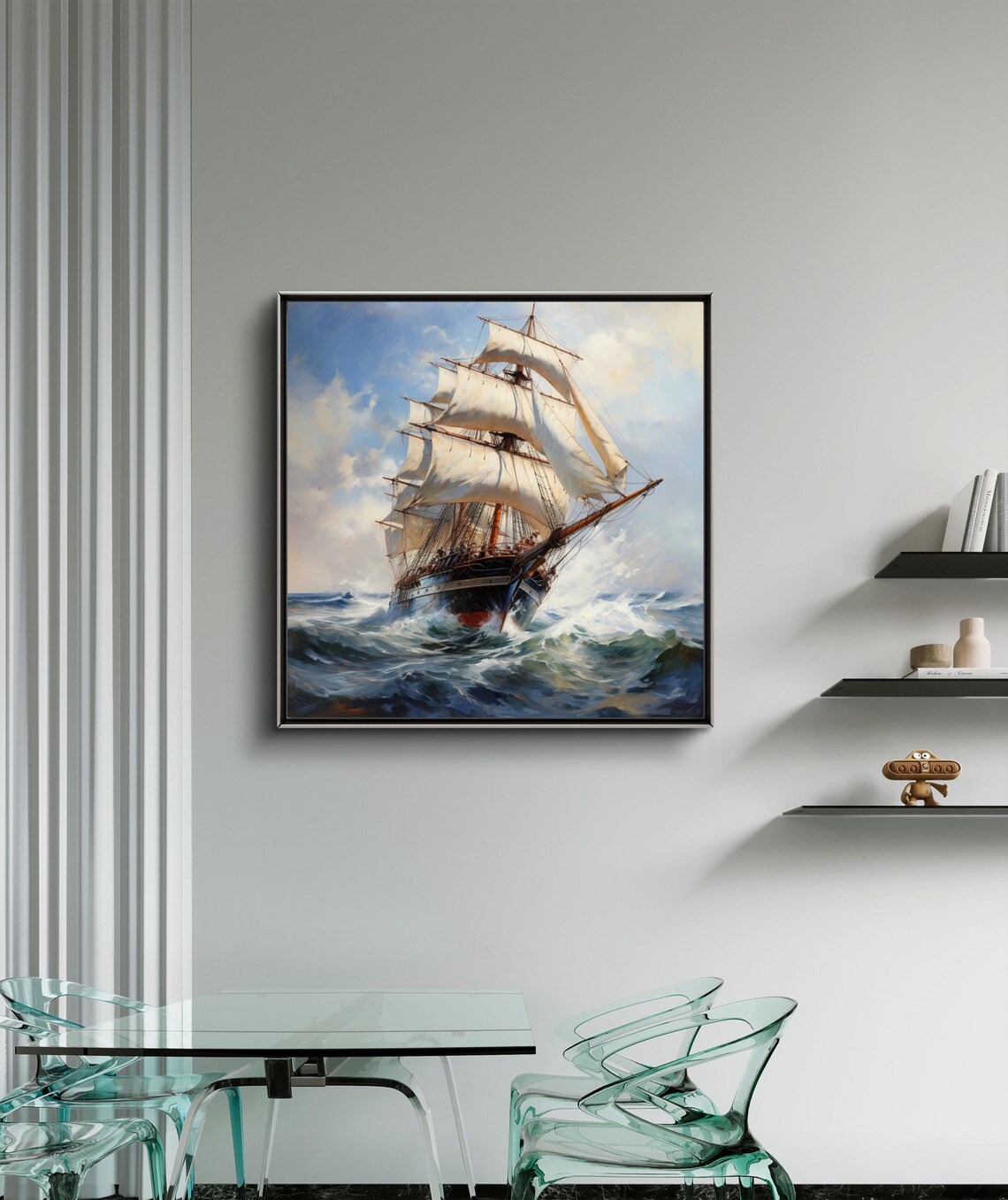 Sailboat Oil Painting, Modern Seascape Art Print