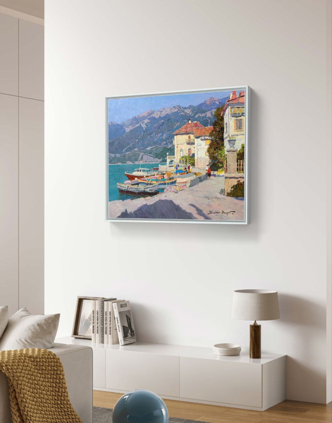 Boats at the Pier, Mediterranean Ancient City Art Print - Image 2