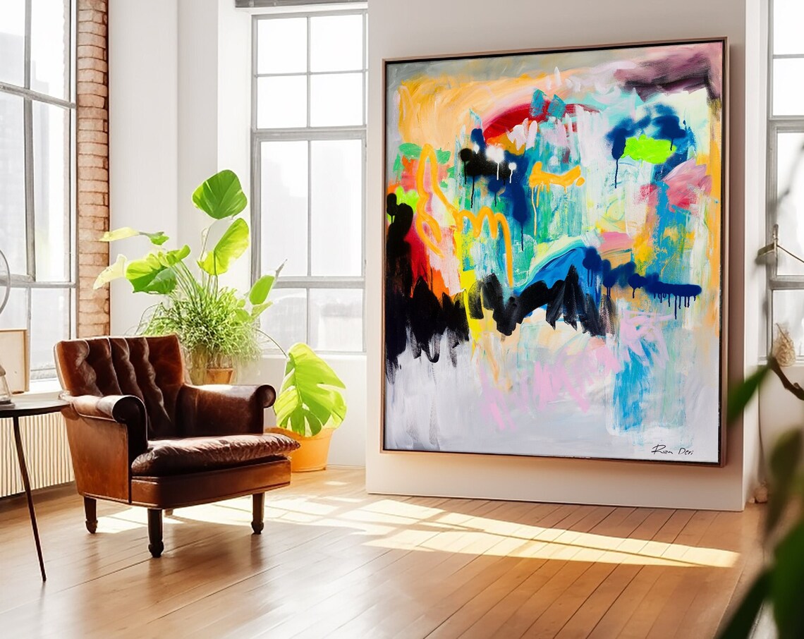 Colorful Abstract Modern Painting, Living Room Art Print - Image 6