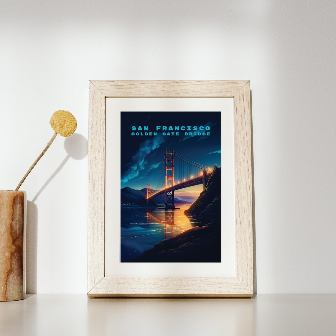Golden Gate Bridge San Francisco Illuminated Night Travel Poster - Image 2