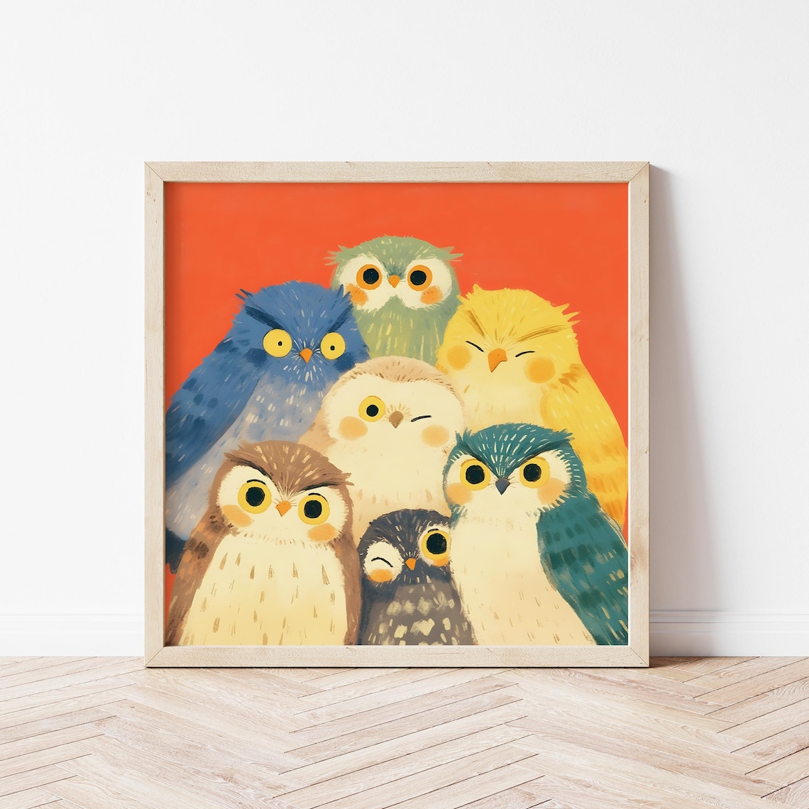 Cute Owls Illustration Nursery Owl Wall Art Print