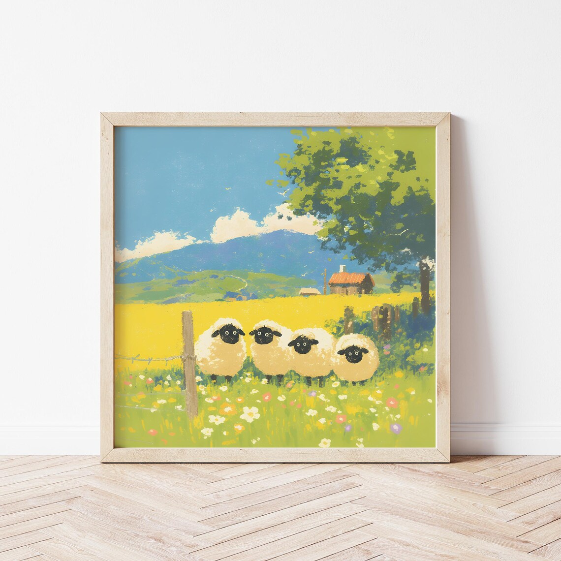 Blacknose Sheep Nursery Art Print, Farm Animal