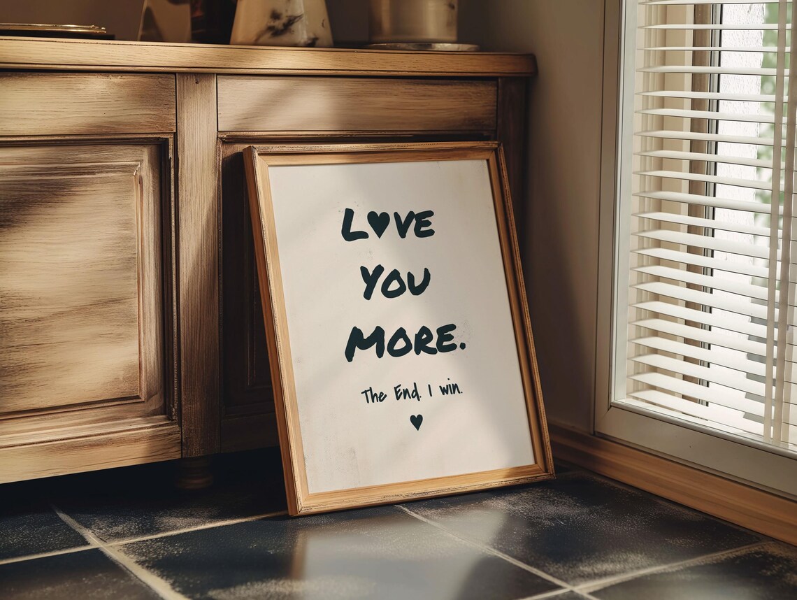 Love You More Wall Art Love You More Poster Trendy Love Print Simple Love Wall Art Black Love Poster Love Wall Art - Image 4