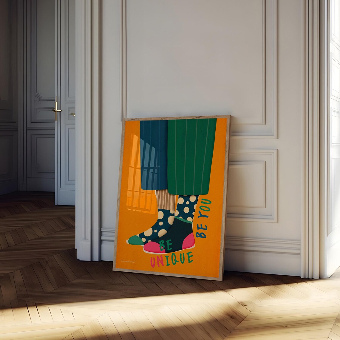 Colorful Socks Contemporary Orange Art Print - Image 2