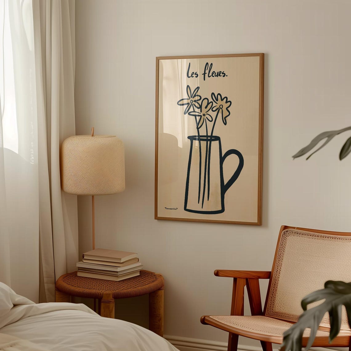 Les Fleurs Hand Drawn Flowers Wall Art Print - Image 4