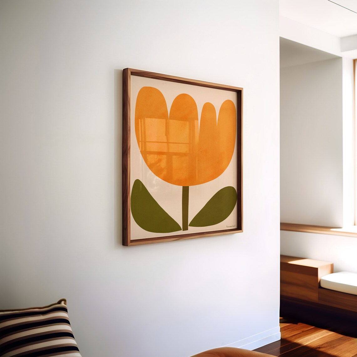 Yellow Tulip Abstract Flower Wall Art Print - Image 3