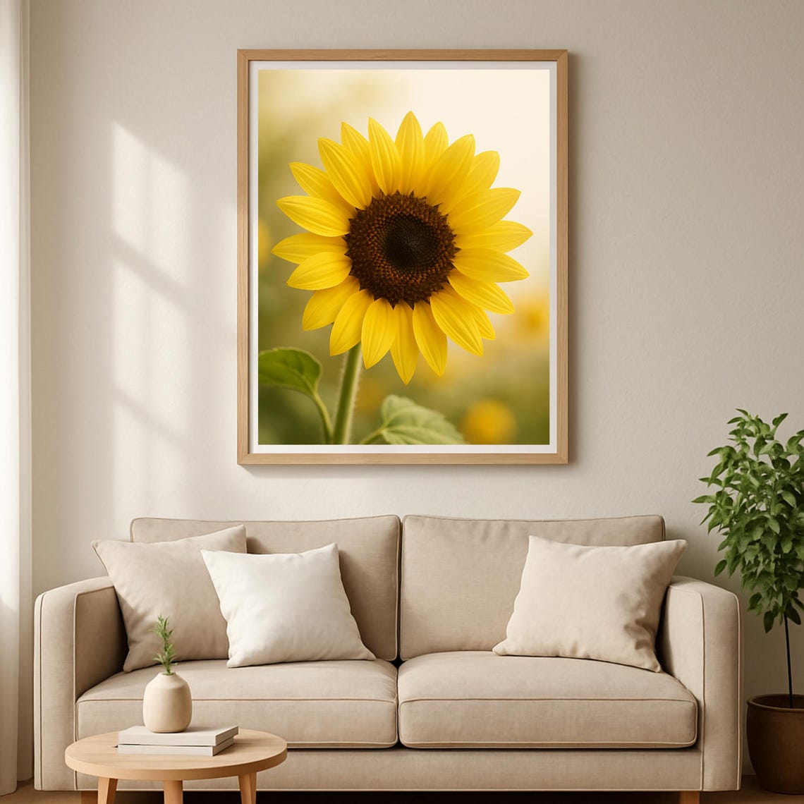 Sunflower Macro Bloom in Golden Light Floral Photography Poster